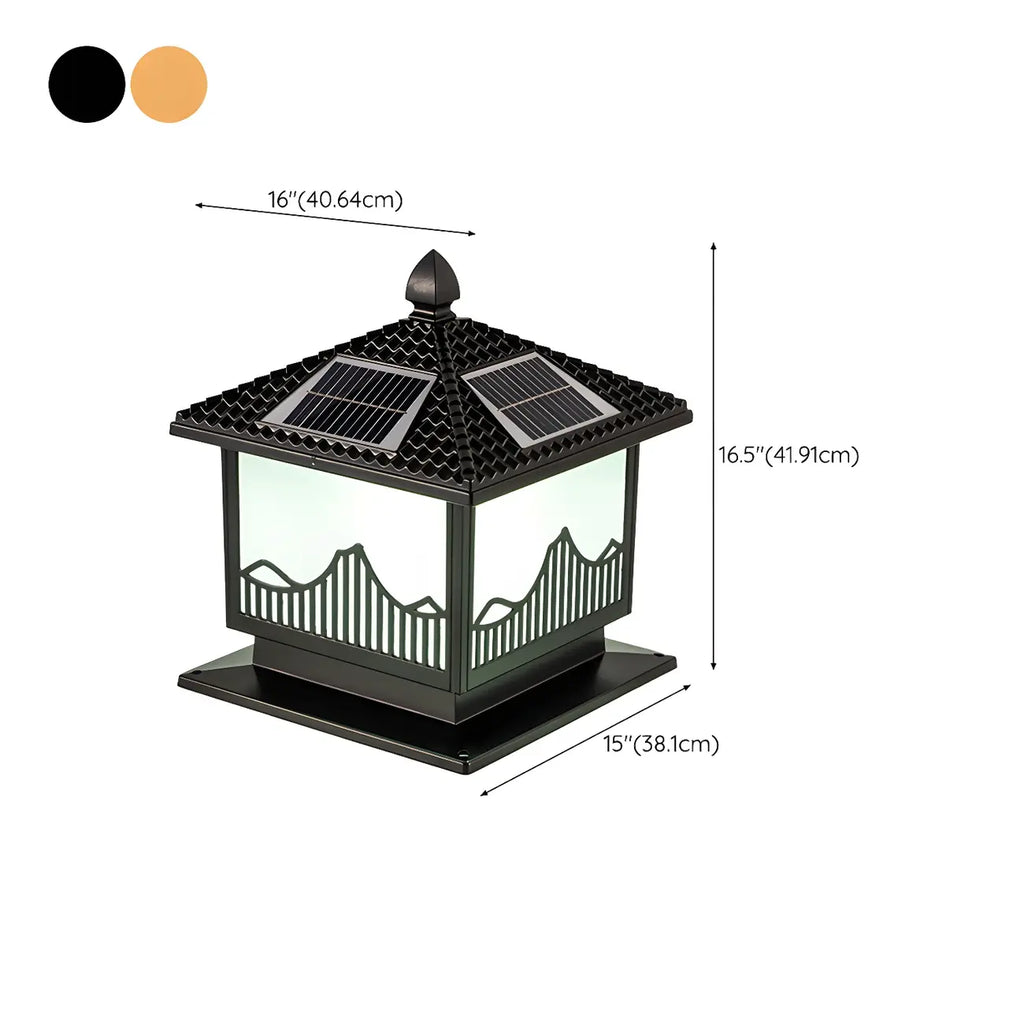 Chic Black House-Shape LED Solar Outdoor Post Lights