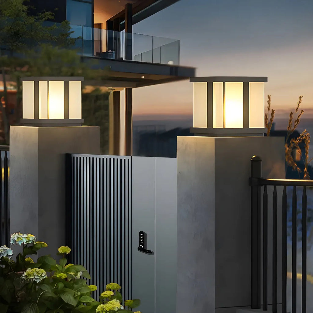 Outdoor Black LED Pillar Table Lamp for Decor with Warm Light