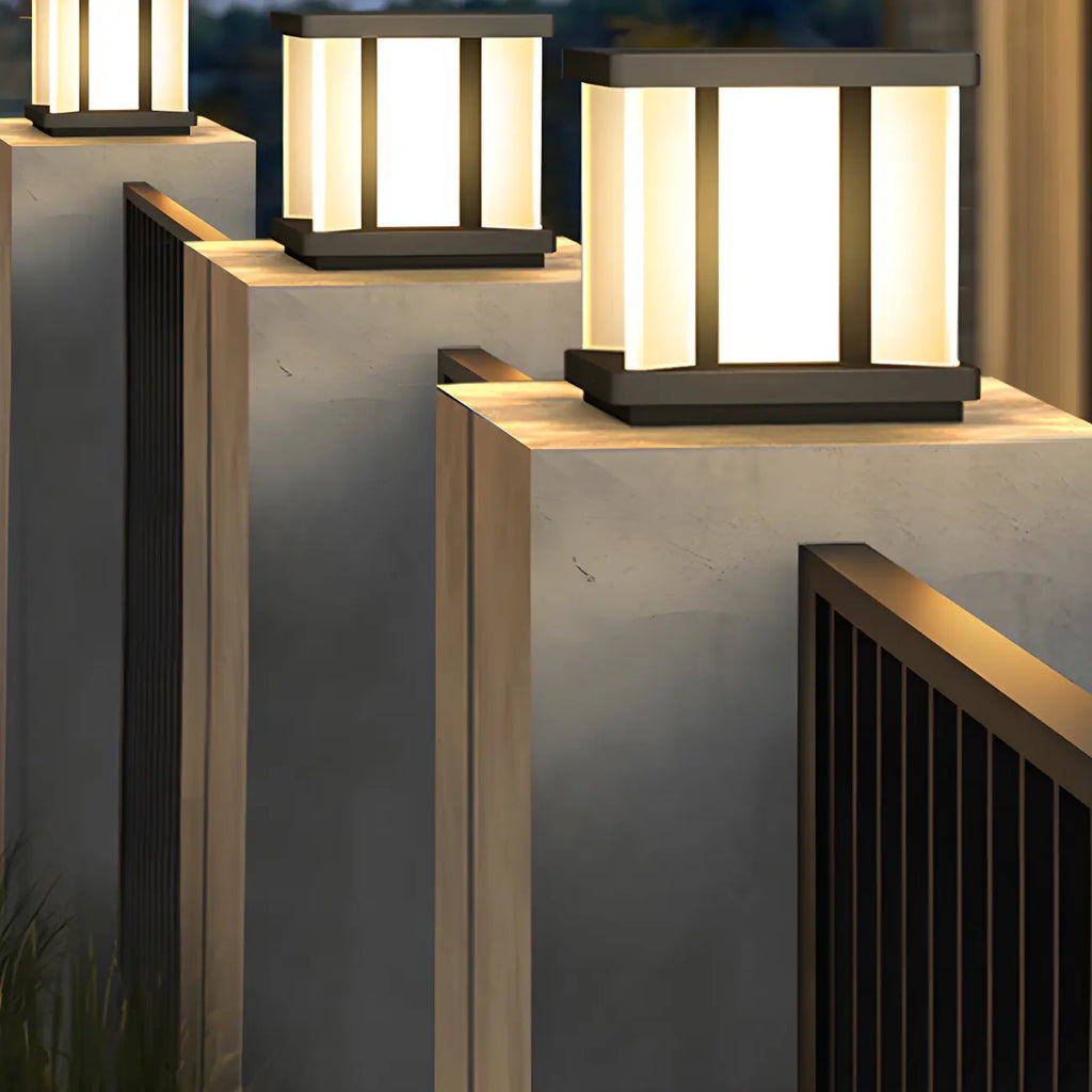 Outdoor Black LED Pillar Table Lamp for Decor with Warm Light