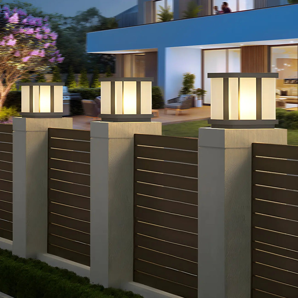 Outdoor Black LED Pillar Table Lamp for Decor with Warm Light