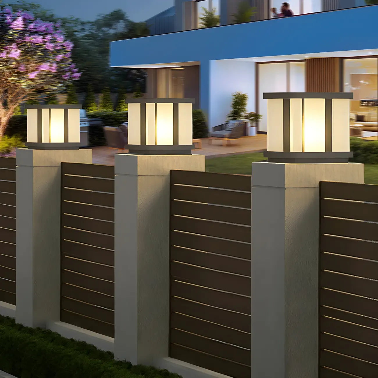 Outdoor Black LED Pillar Table Lamp for Decor with Warm Light