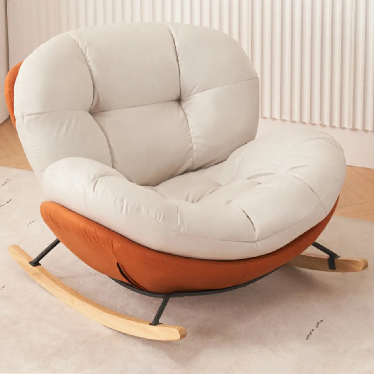 Rounded Upholstered Rocking Chair Contemporary for Bedroom