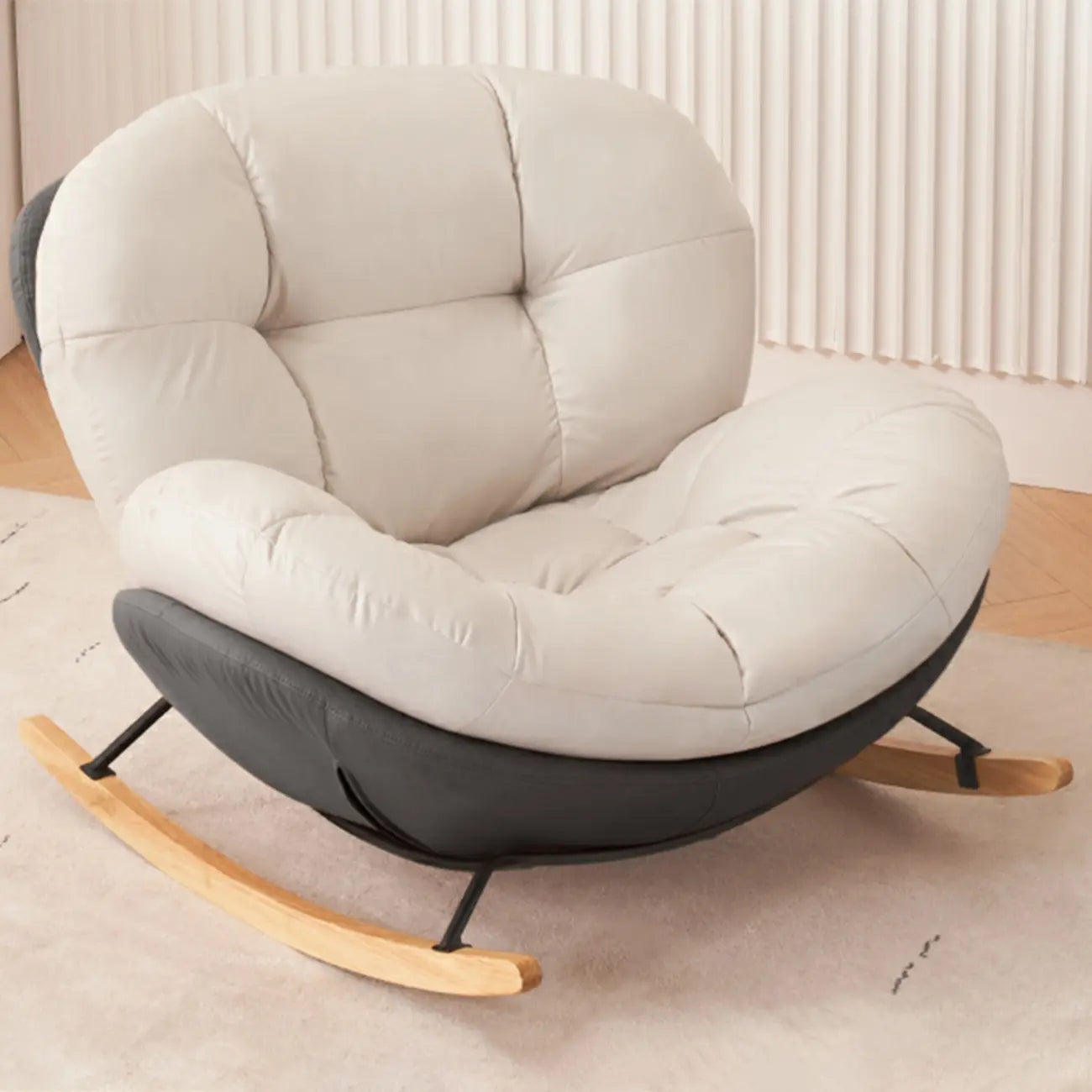 Rounded Upholstered Rocking Chair Contemporary for Bedroom