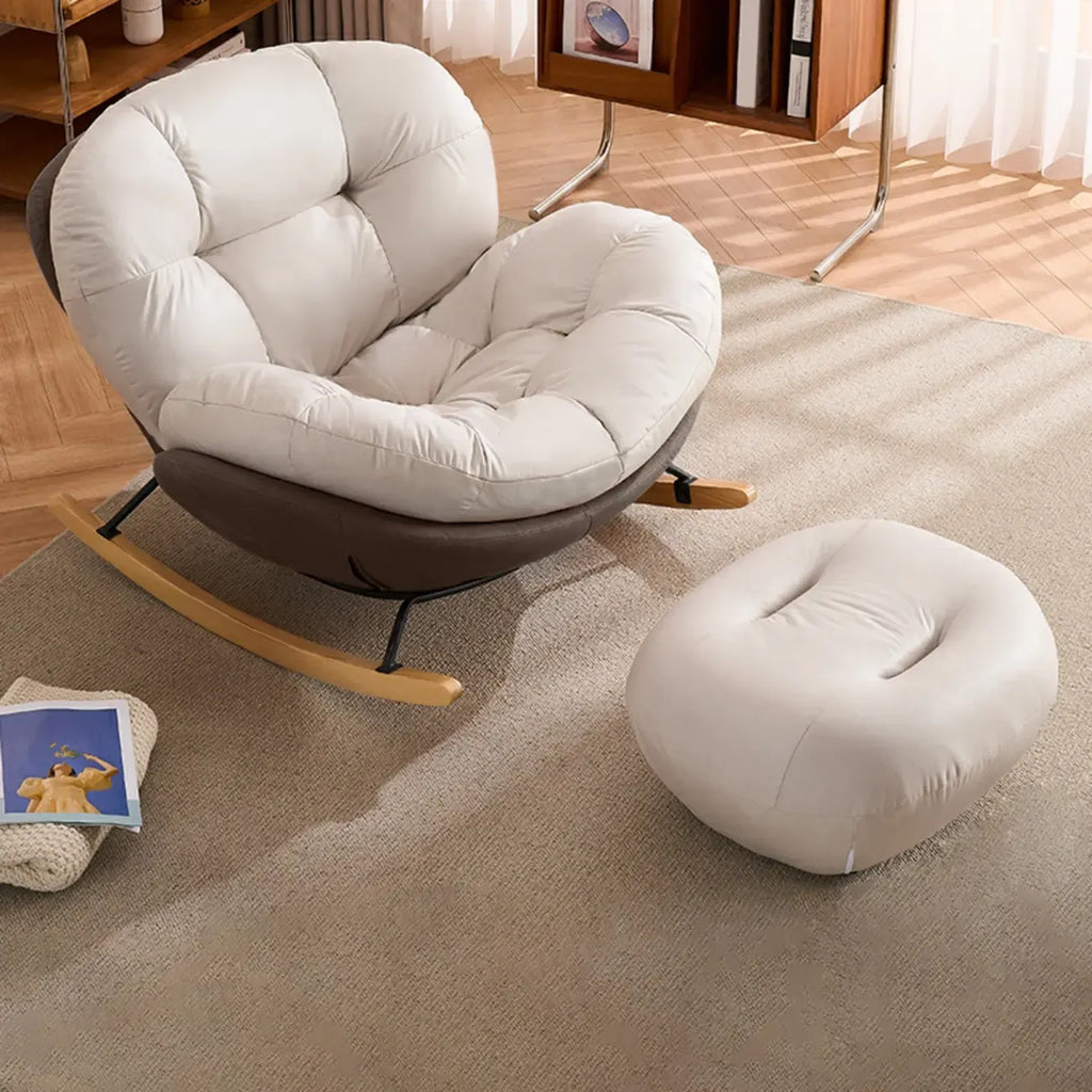 Rounded Upholstered Rocking Chair Contemporary for Bedroom