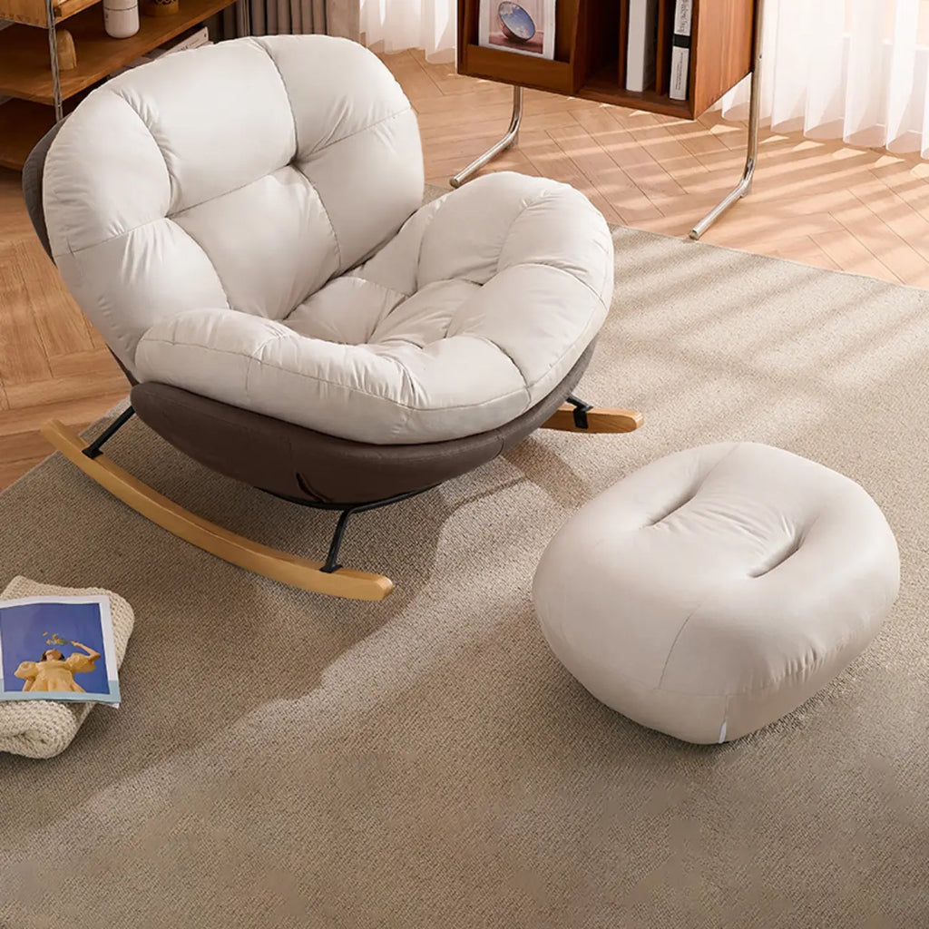 Rounded Upholstered Rocking Chair Contemporary for Bedroom