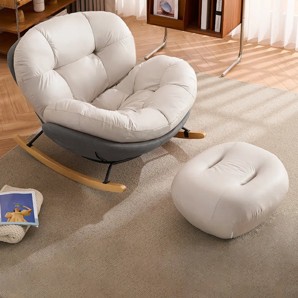 Rounded Upholstered Rocking Chair Contemporary for Bedroom
