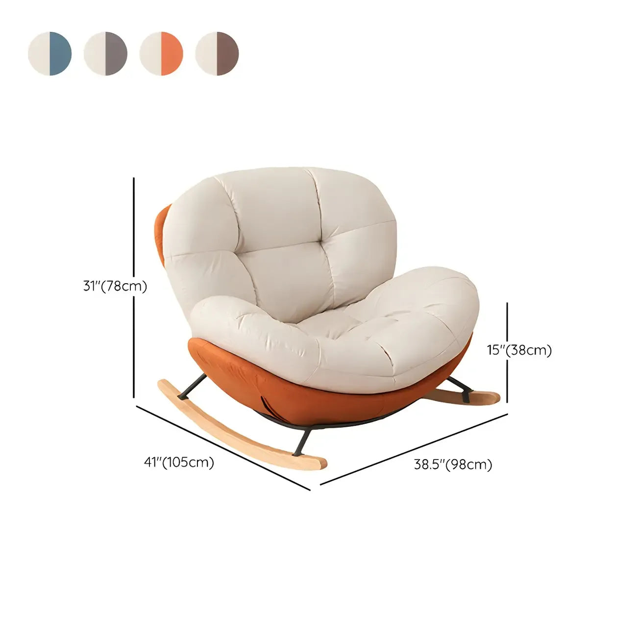 Rounded Upholstered Rocking Chair Contemporary for Bedroom