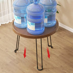 Round Natural Wood Tray Top End Table for Living Room