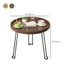 Round Natural Wood Tray Top End Table for Living Room