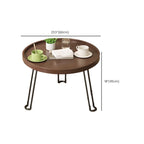 Round Natural Wood Tray Top End Table for Living Room