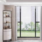 Multiple Levels Glass and Metal Shelf Storage Display Corner Wine Cabinet