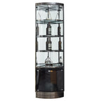 Multiple Levels Glass and Metal Shelf Storage Display Corner Wine Cabinet