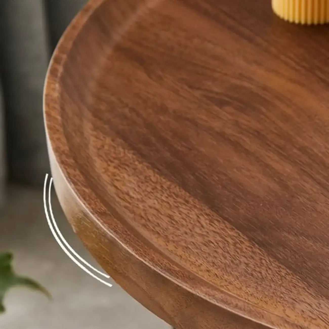 2-Tier C-Shaped Brown Wooden End Table with Storage