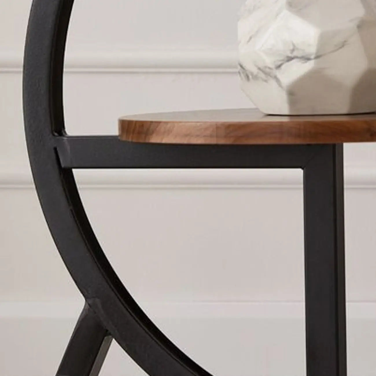 2-Tier C-Shaped Brown Wooden End Table with Storage