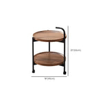 2-Tier C-Shaped Brown Wooden End Table with Storage