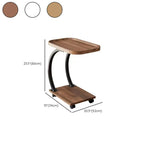 2-Tier C-Shaped Brown Wooden End Table with Storage