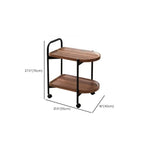 2-Tier C-Shaped Brown Wooden End Table with Storage