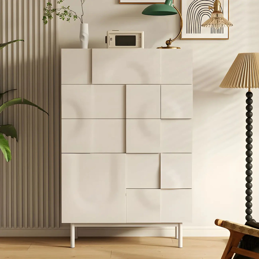 Modern White Wooden Sideboard with Multi-Drawers