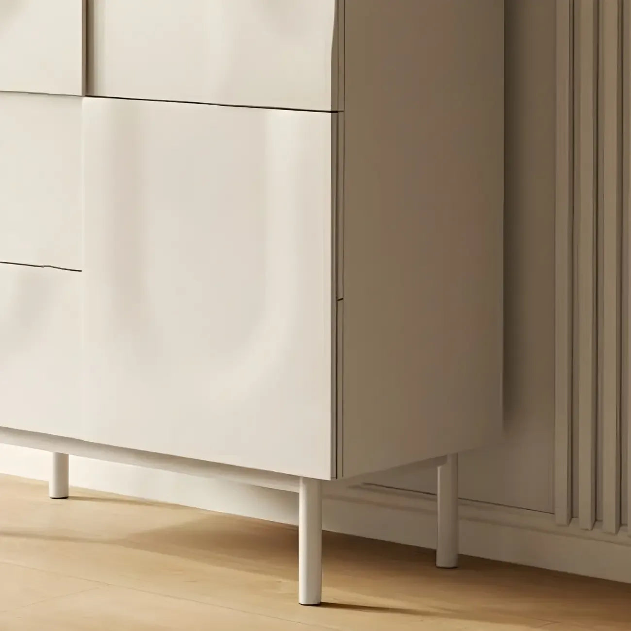 Modern White Wooden Sideboard with Multi-Drawers