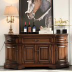 Traditional Brown Wooden Sideboard with Drawers and Cabinets