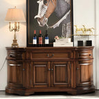 Traditional Brown Wooden Sideboard with Drawers and Cabinets