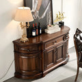 Traditional Brown Wooden Sideboard with Drawers and Cabinets