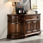 Traditional Brown Wooden Sideboard with Drawers and Cabinets