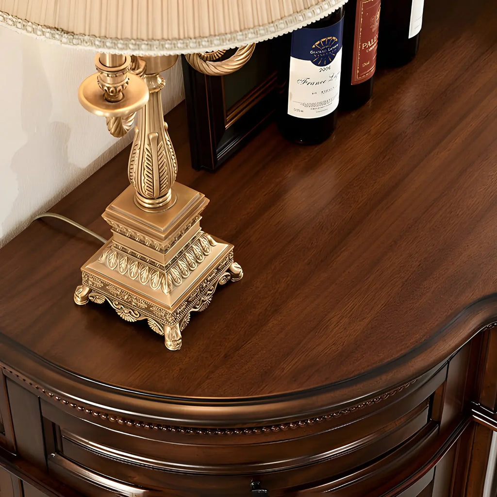 Traditional Brown Wooden Sideboard with Drawers and Cabinets