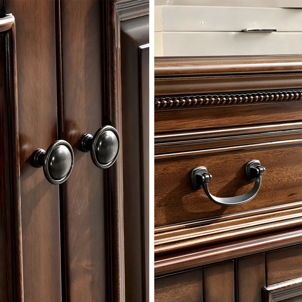 Traditional Brown Wooden Sideboard with Drawers and Cabinets
