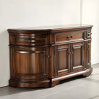 Traditional Brown Wooden Sideboard with Drawers and Cabinets