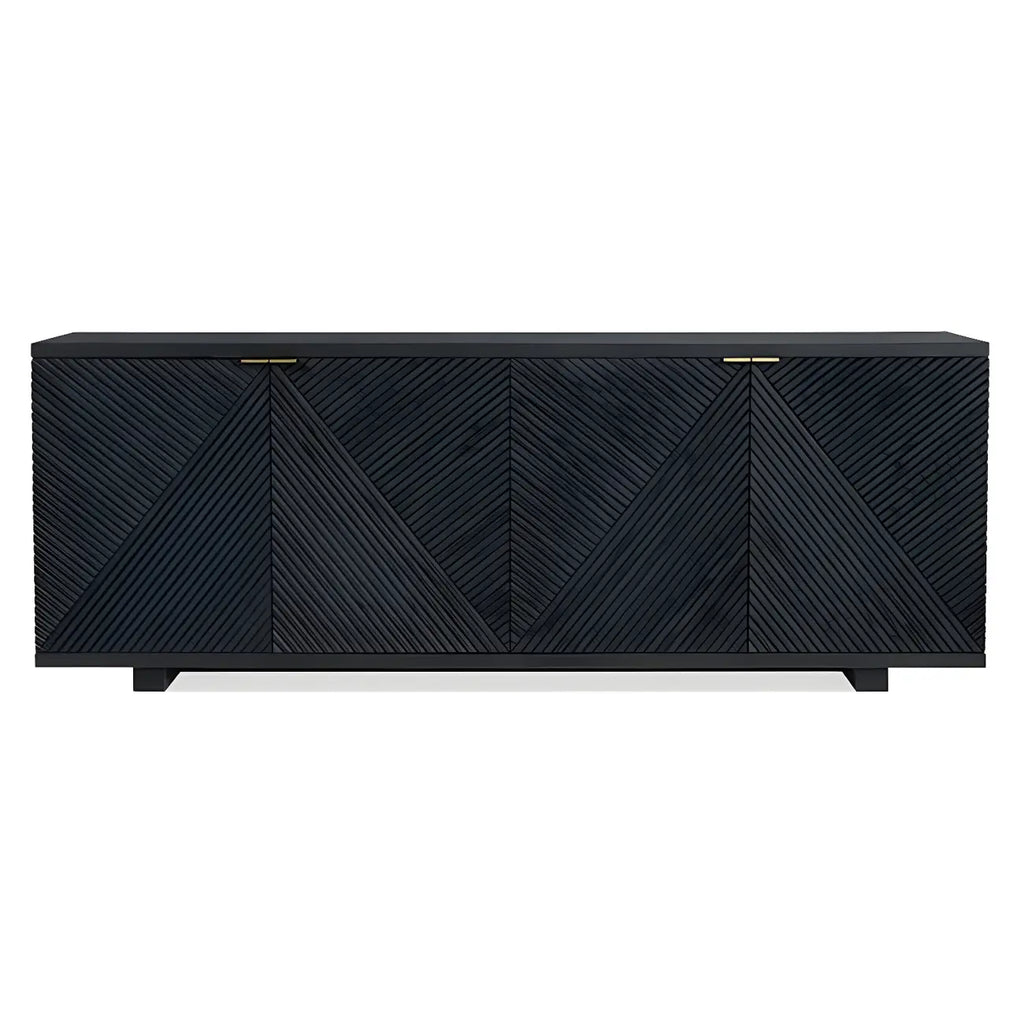 Oriental Black/Walnut Wooden Sideboard with Drawers