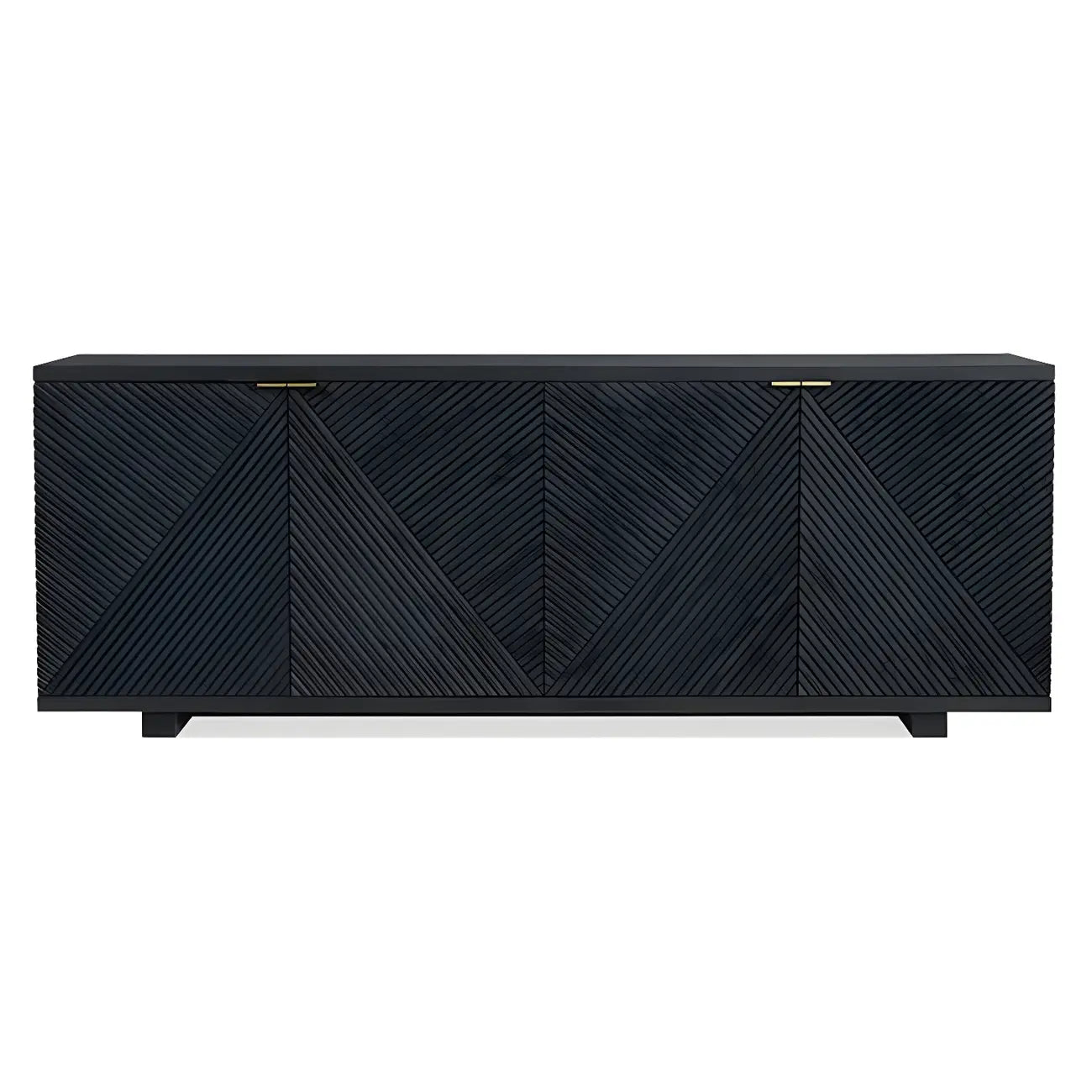 Oriental Black/Walnut Wooden Sideboard with Drawers