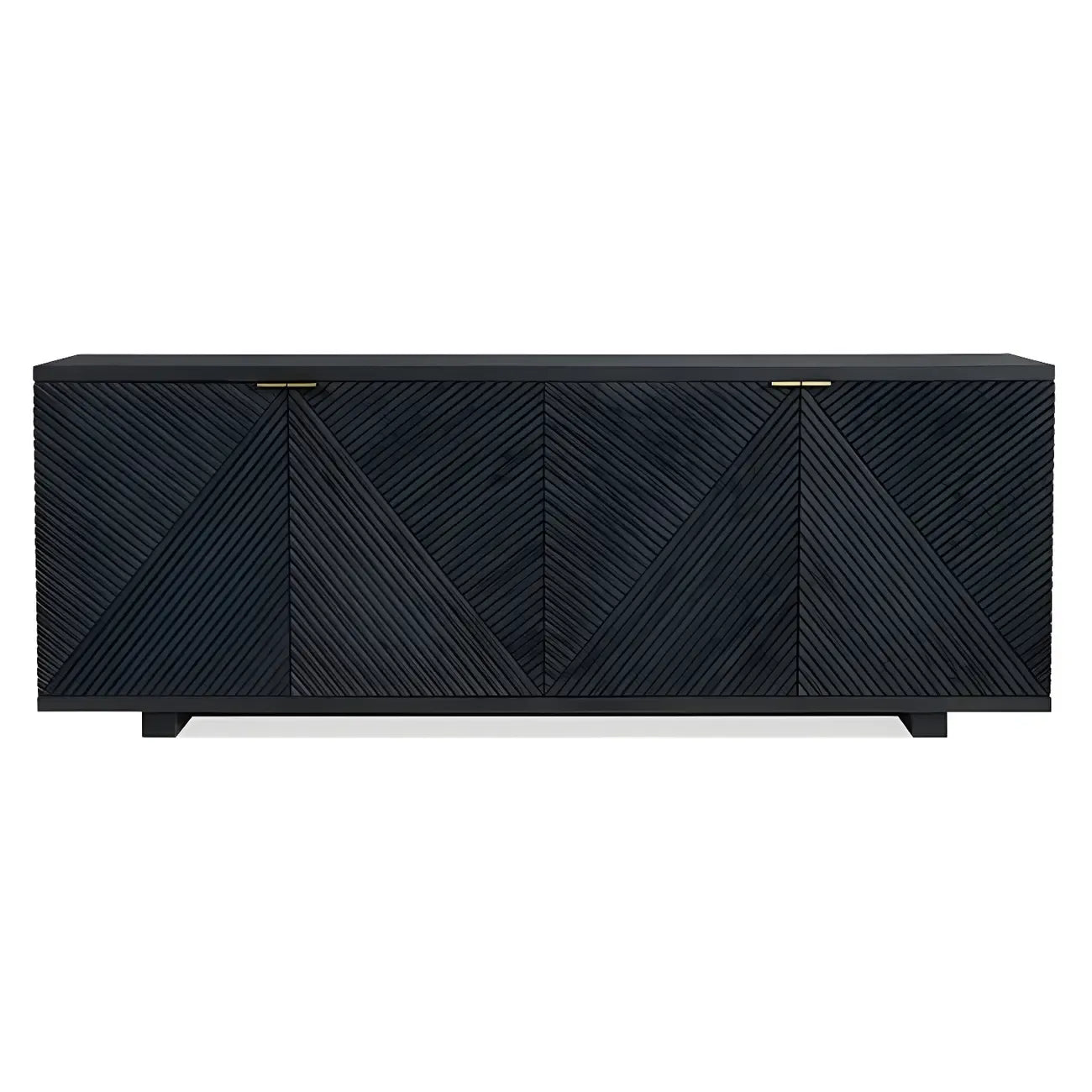 Oriental Black/Walnut Wooden Sideboard with Drawers