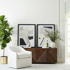 Oriental Black/Walnut Wooden Sideboard with Drawers