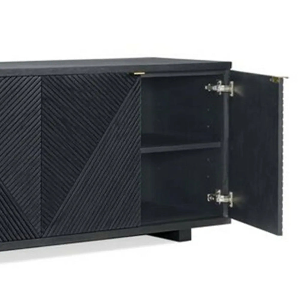 Oriental Black/Walnut Wooden Sideboard with Drawers