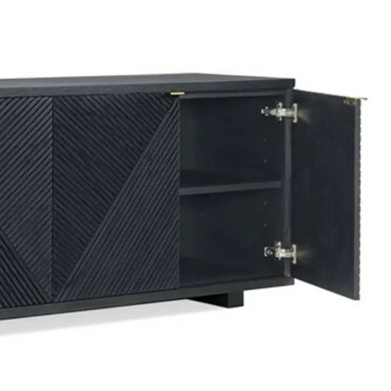 Oriental Black/Walnut Wooden Sideboard with Drawers