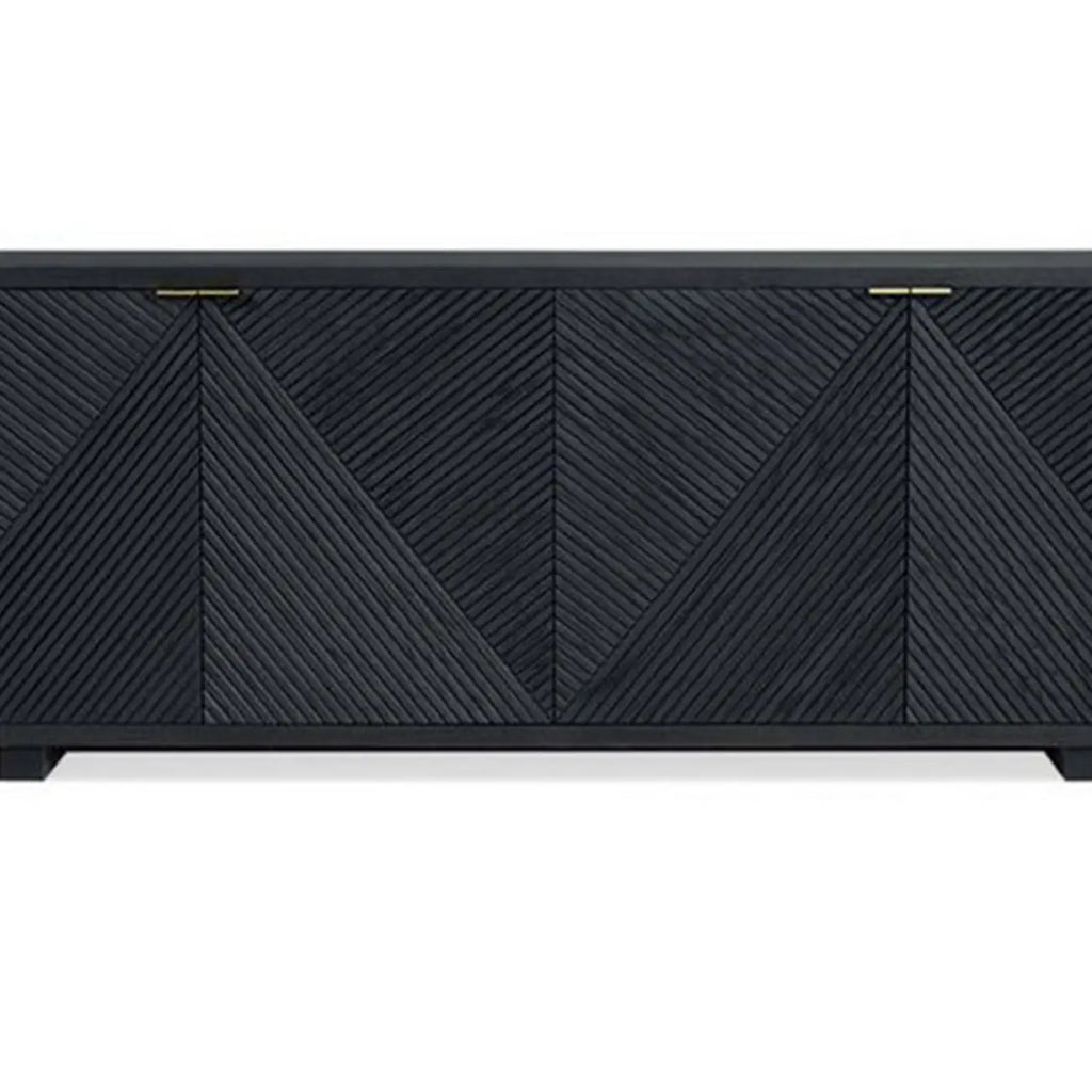 Oriental Black/Walnut Wooden Sideboard with Drawers