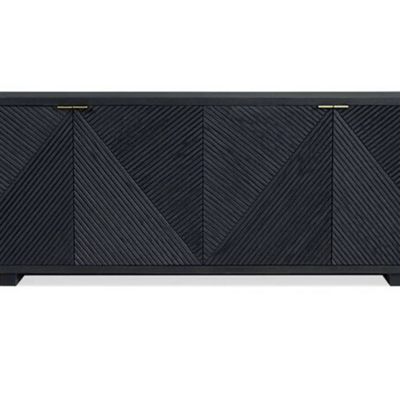 Oriental Black/Walnut Wooden Sideboard with Drawers