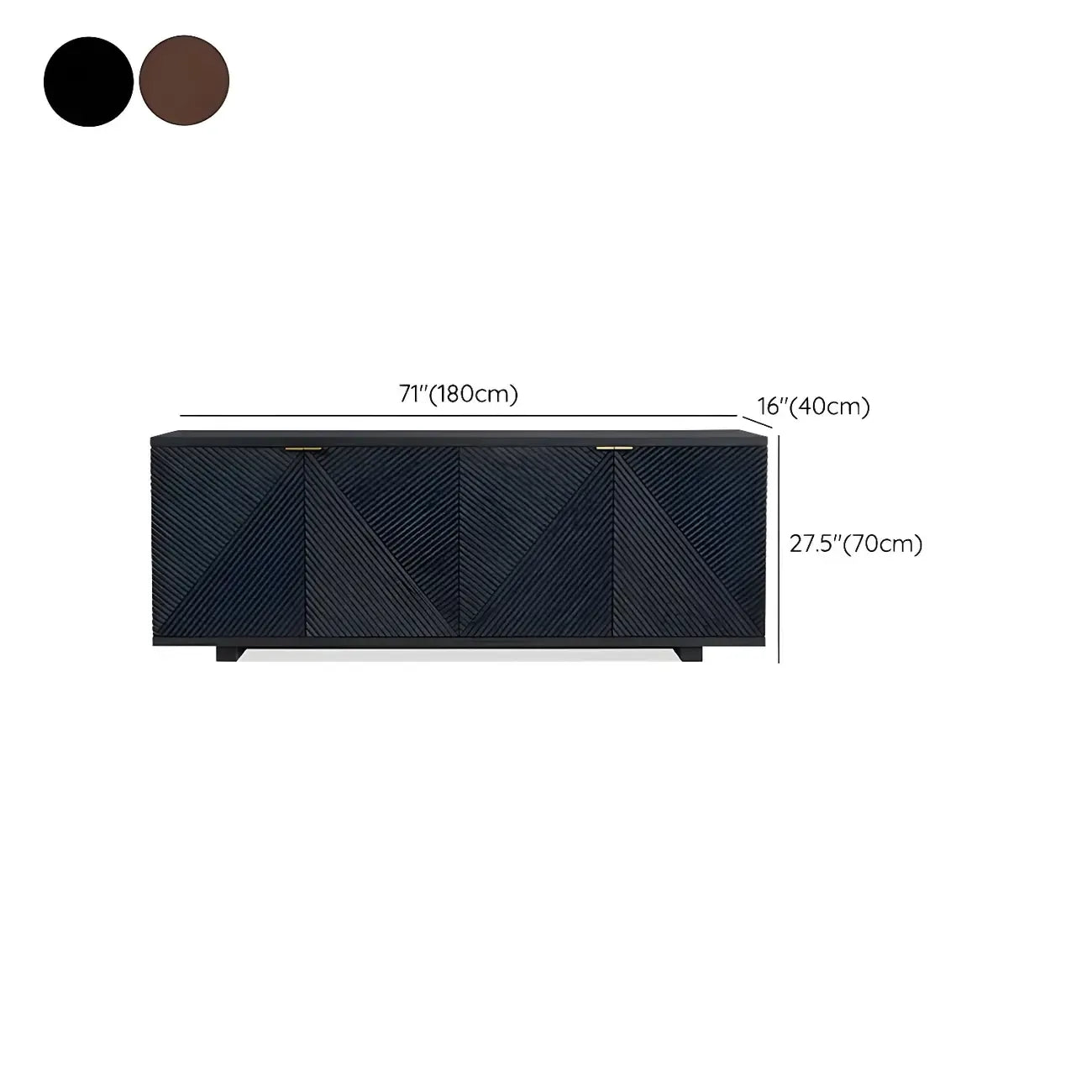 Oriental Black/Walnut Wooden Sideboard with Drawers