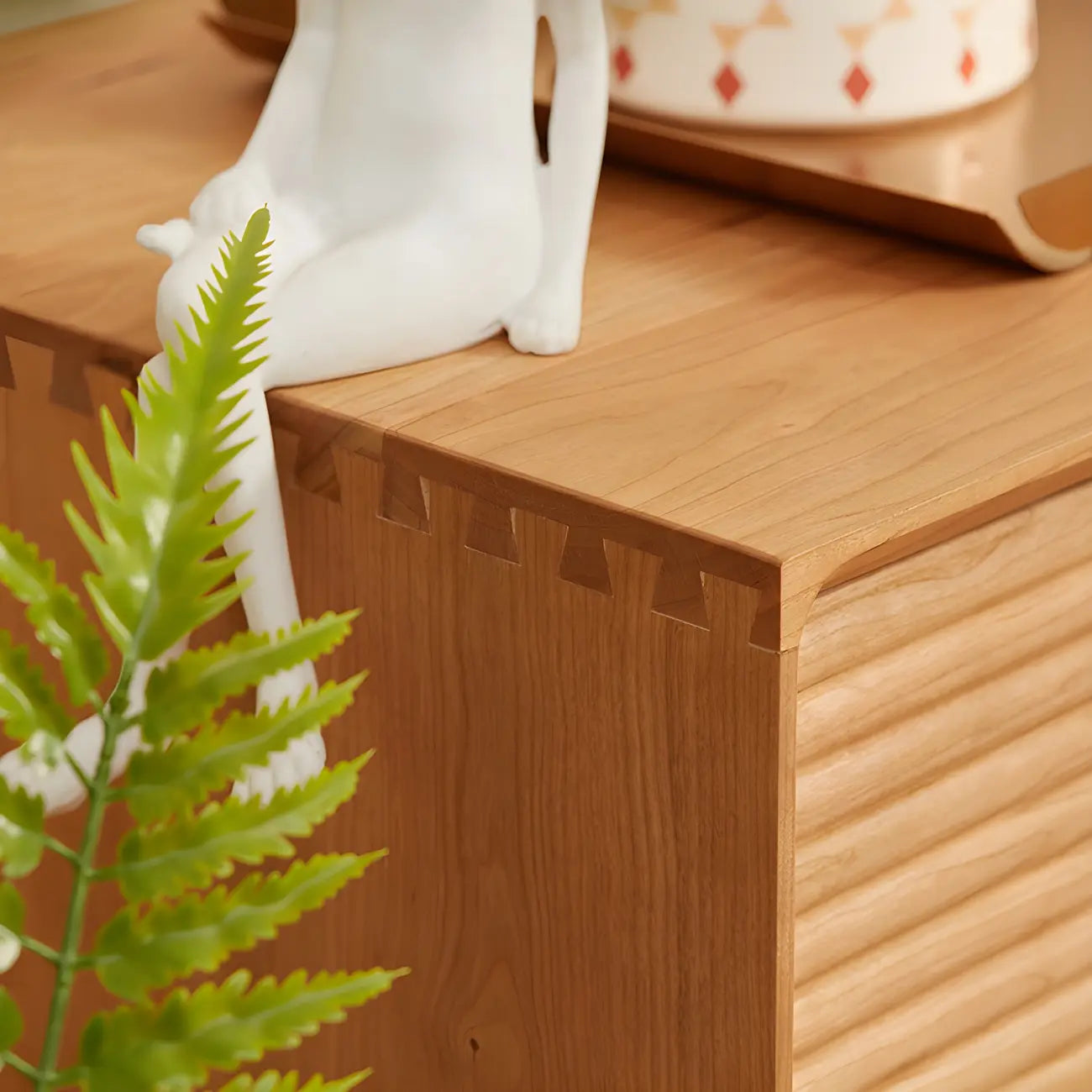 Scandinavian Yellow Wooden Sideboard with Cabinets