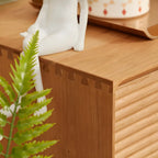 Scandinavian Yellow Wooden Sideboard with Cabinets