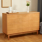 Scandinavian Yellow Wooden Sideboard with Cabinets