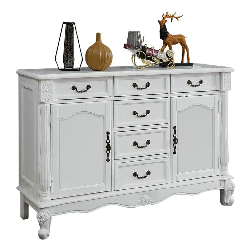 Vintage Brown Wooden Sideboard with Cabinets & Drawers