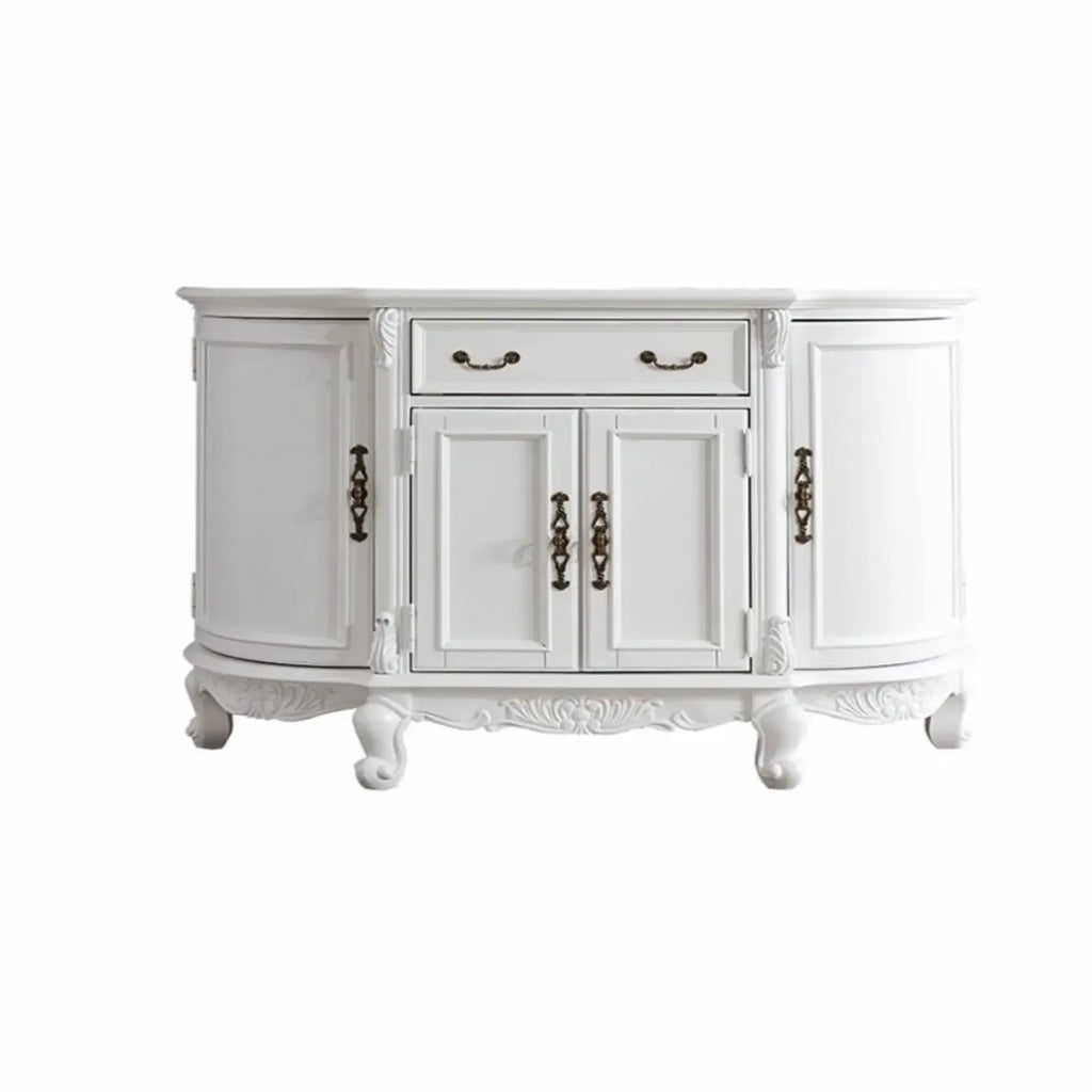 Vintage Brown Wooden Sideboard with Cabinets & Drawers