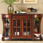 Vintage Brown Wooden Sideboard with Cabinets & Drawers