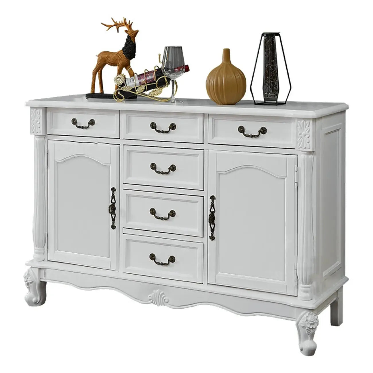 Vintage Brown Wooden Sideboard with Cabinets & Drawers