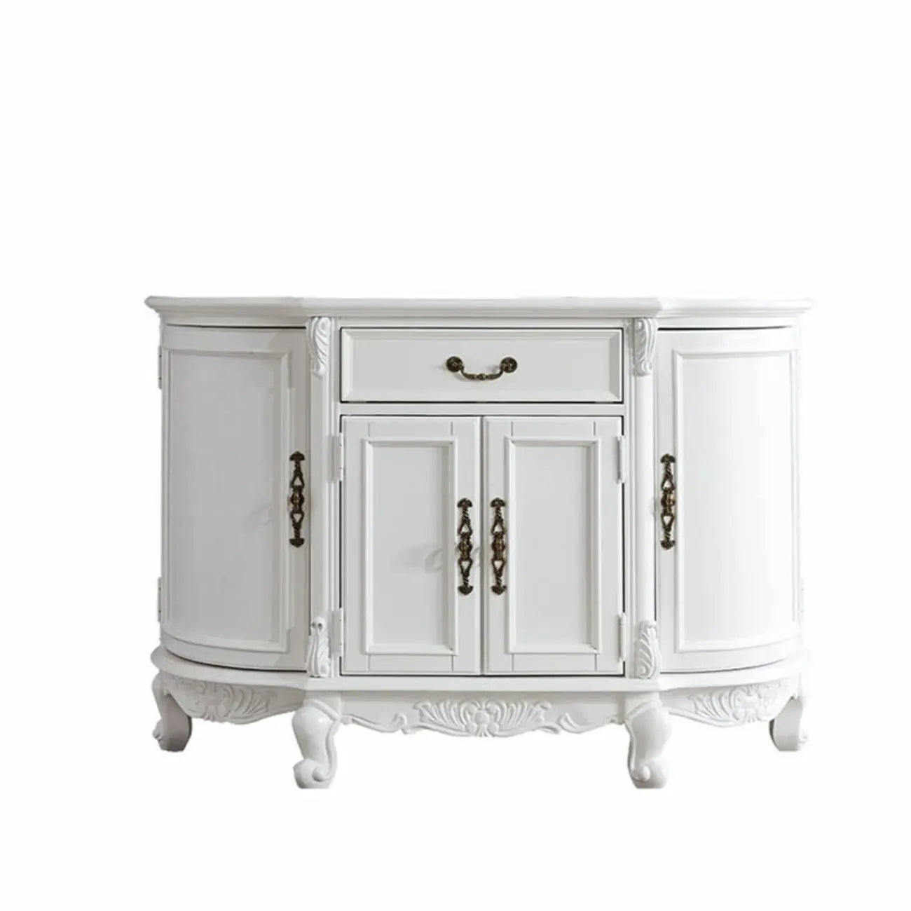 Vintage Brown Wooden Sideboard with Cabinets & Drawers