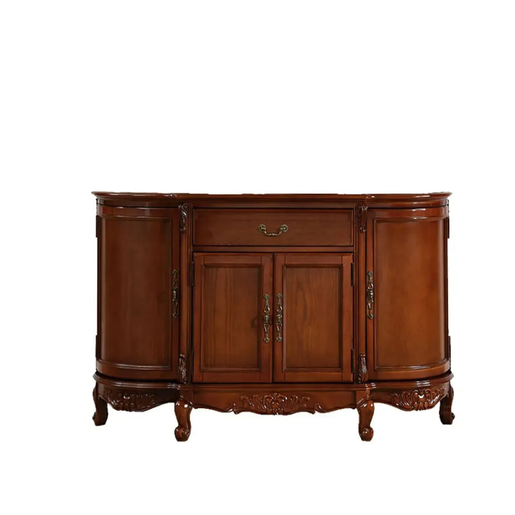 Vintage Brown Wooden Sideboard with Cabinets & Drawers