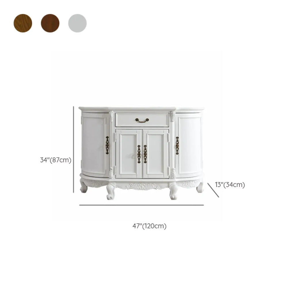 Vintage Brown Wooden Sideboard with Cabinets & Drawers