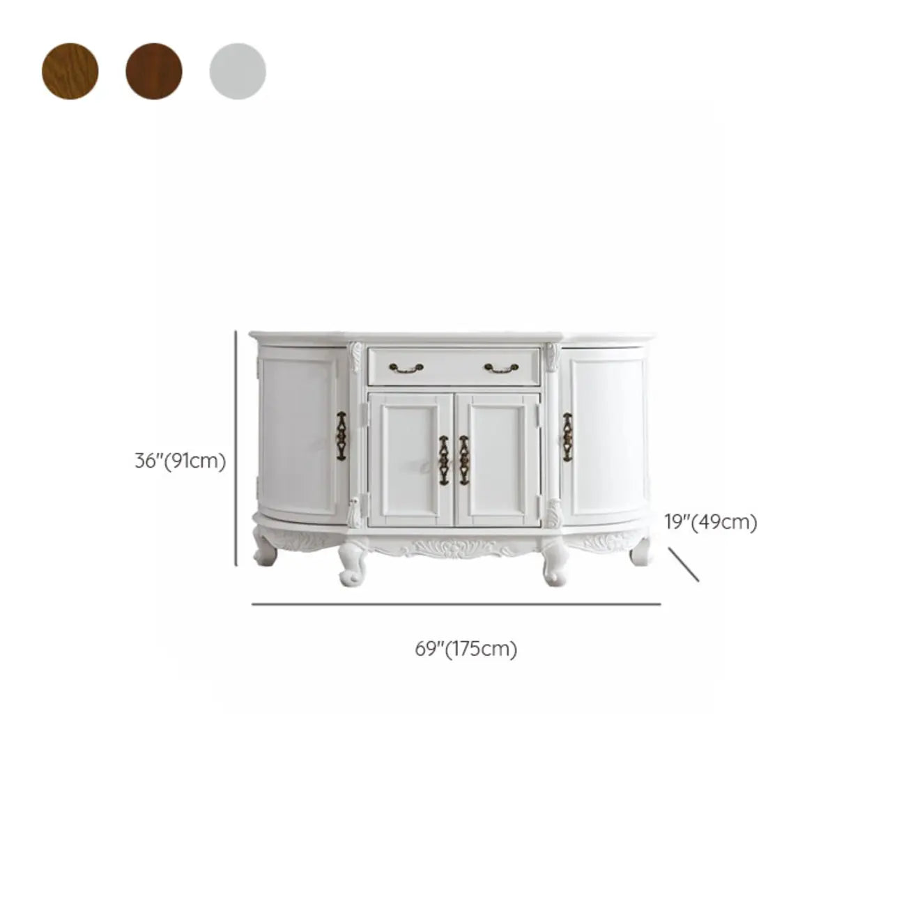 Vintage Brown Wooden Sideboard with Cabinets & Drawers